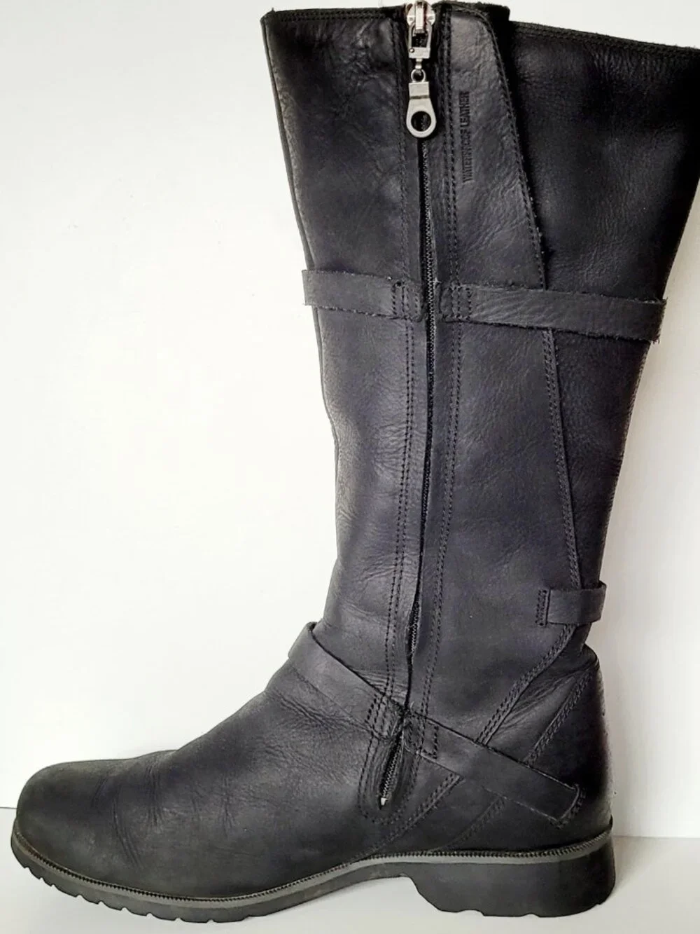 Teva Delavina Black Leather Tall Harness Moto Boots Women’s Size 9